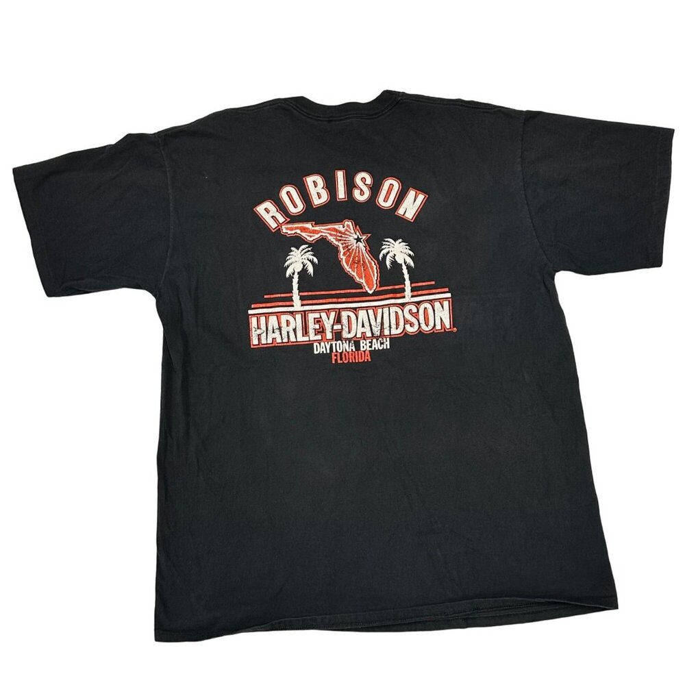 Vintage 80s Harley Davidson Robison Daytona Beach Black XXL Single Stitch Tee - Picture 5 of 12
